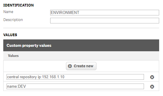 Created ENVIRONMENT custom property